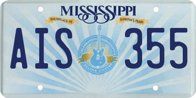 MS license plate AIS355