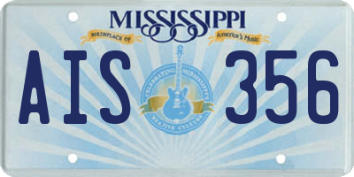 MS license plate AIS356