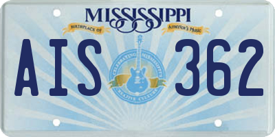 MS license plate AIS362