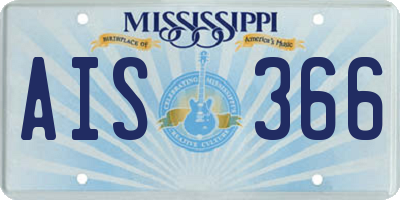 MS license plate AIS366