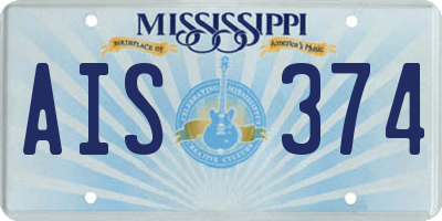 MS license plate AIS374