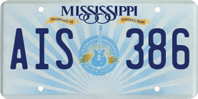 MS license plate AIS386