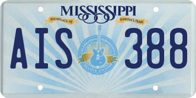 MS license plate AIS388