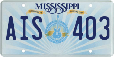 MS license plate AIS403