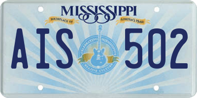 MS license plate AIS502
