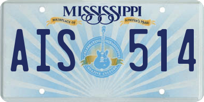 MS license plate AIS514