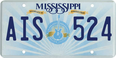 MS license plate AIS524