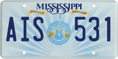MS license plate AIS531
