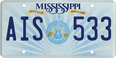 MS license plate AIS533