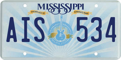 MS license plate AIS534