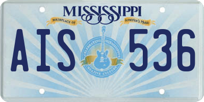 MS license plate AIS536