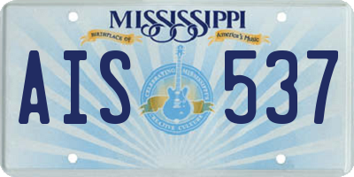 MS license plate AIS537