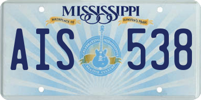 MS license plate AIS538