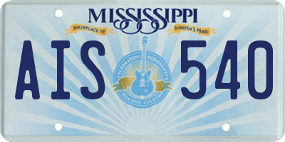 MS license plate AIS540