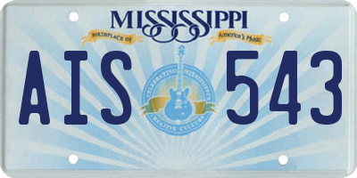 MS license plate AIS543