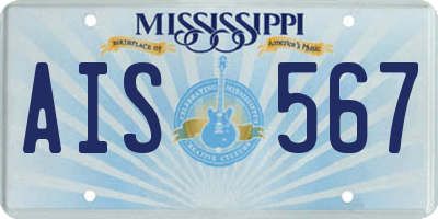 MS license plate AIS567