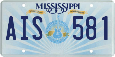 MS license plate AIS581