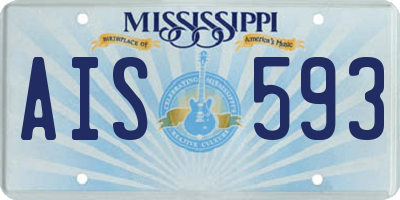 MS license plate AIS593