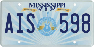 MS license plate AIS598