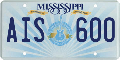 MS license plate AIS600