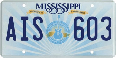 MS license plate AIS603
