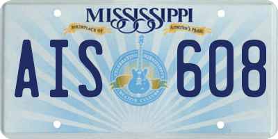 MS license plate AIS608