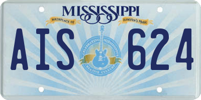 MS license plate AIS624