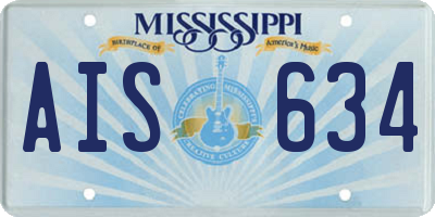 MS license plate AIS634