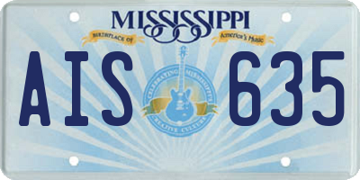 MS license plate AIS635