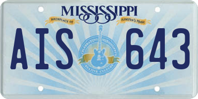 MS license plate AIS643