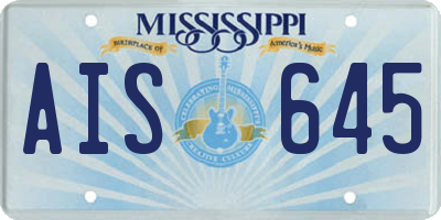 MS license plate AIS645
