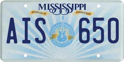 MS license plate AIS650