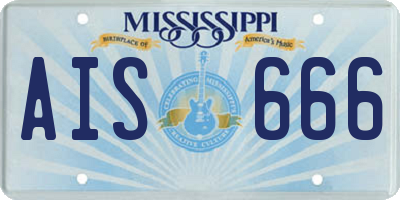 MS license plate AIS666