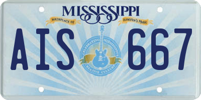MS license plate AIS667