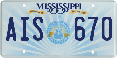 MS license plate AIS670