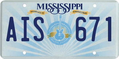 MS license plate AIS671