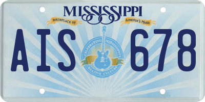 MS license plate AIS678