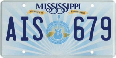 MS license plate AIS679