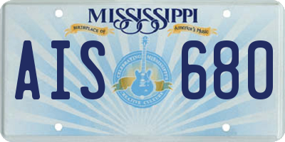 MS license plate AIS680
