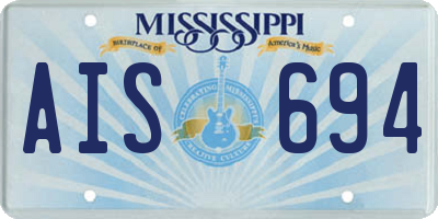 MS license plate AIS694