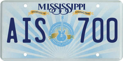 MS license plate AIS700