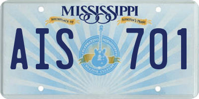 MS license plate AIS701