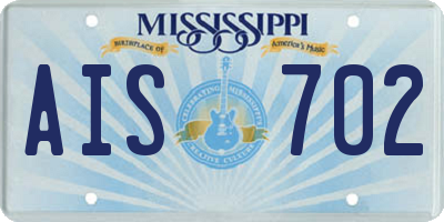 MS license plate AIS702