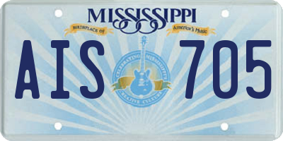MS license plate AIS705