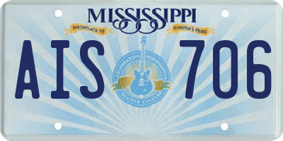 MS license plate AIS706