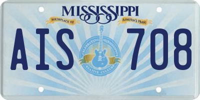 MS license plate AIS708