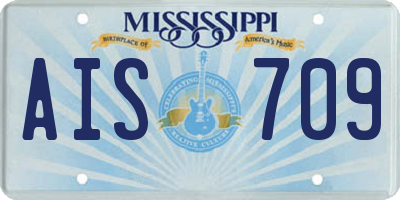 MS license plate AIS709