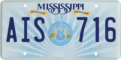 MS license plate AIS716