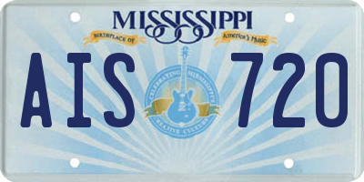 MS license plate AIS720