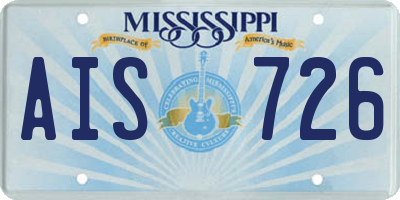MS license plate AIS726